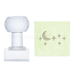 Klare Seifenstempel aus Acryl, Zubehör für Seifenformen zum Selbermachen, Rechteck, Mond, 51x36x22 mm, Muster: 33x19 mm
