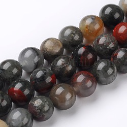 Naturelles africaines perles bloodstone brins, perles de pierre d'héliotrope, ronde, 4mm, Trou: 1mm, Environ 88~90 pcs/chapelet, 15.74 pouce