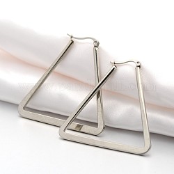 304 Stainless Steel Angular Hoop Earrings, Stainless Steel Color, 45x41x2mm, Pin: 1x0.6mm