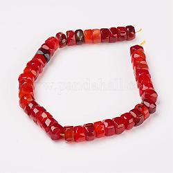 Chapelets de perles d'agate naturelle, facette, rondelle, teinte, rouge-orange, 15.5x15x9mm, Trou: 1.5mm, 42 pcs / chapelet, 15.6 pouce (39.5 cm)