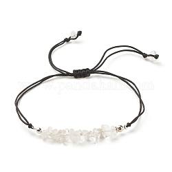 Bracelet de perles tressées en cristaux de quartz naturel, bracelet réglable en pierres précieuses pour femmes, diamètre intérieur: 5/8~3-5/8 pouce (1.6~9.3 cm)