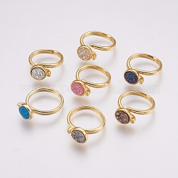 Круглые манжеты, открытые кольца, с латунной фурнитурой , плоско-круглые, Размер 8, золотые, разноцветные, 18 мм