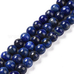 Naturales lapis lazuli de hebras de abalorios, redondo, 6mm, agujero: 1 mm, aproximamente 63 pcs / cadena, 15.5 pulgada (395 mm)