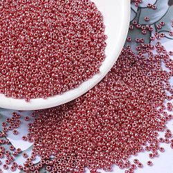 Perles rocailles miyuki rondes, Perles de rocaille japonais, 11/0, (lustre rouge cadillac opaque rr425), 2x1.3mm, Trou: 0.8mm, environ 1111 pcs/10 g