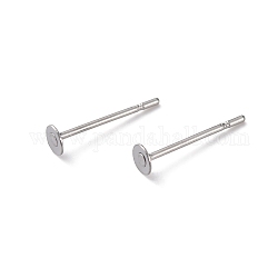 316 Surgical Stainless Steel Flat Round Blank Peg Stud Earring Settings, Stainless Steel Color, Tray: 3mm, 12x3mm, Pin: 0.8mm