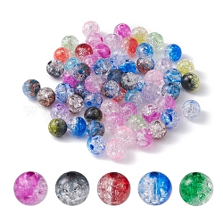 Perles en acrylique transparentes craquelées, ronde, couleur mixte, 8x7.5mm, Trou: 1.8mm