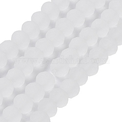 Chapelets de perles en verre transparente  , facette, mat, rondelle, fumée blanche, 8mm, Trou: 1mm, Environ 65~68 pcs/chapelet, 15.7~16.1 pouce (40~41 cm)