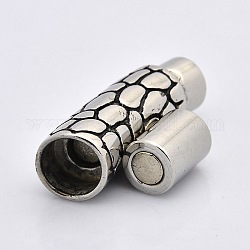 Vintage Smooth Surface 316 Stainless Steel Bracelet Magnetic Clasps, Column, Antique Silver, 46x12mm, Hole: 8mm