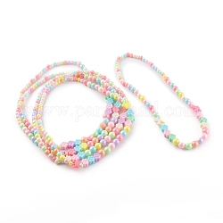 Runde Perlenketten aus Acryl für Kinder, mit Blumenplastikperlen, Farbig, 18.11 Zoll (46 cm)