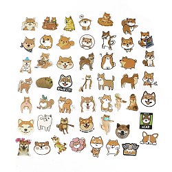 50 個 50 スタイル紙柴犬犬の漫画のステッカーセット  DIYスクラップブッキング用粘着デカール  フォトアルバムの装飾  犬の模様  41~72x41~61x0.2mm  1個/スタイル