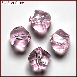 Imitazione branelli di cristallo austriaco, grado aaa, sfaccettato, poligono, roso, 10mm, Foro: 0.9~1 mm