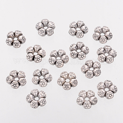 Séparateurs perles de cœur breloques de style tibétain en argent tibétain, sans plomb & sans nickel & sans cadmium , argent antique, environ 7.5 mm de diamètre, Trou: 1mm