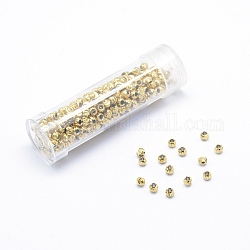 Messing strukturierte Perlen, echtes 18k vergoldet, Runde, Bleifrei und Cadmiumfrei und Nickel frei, 3 mm, Bohrung: 1 mm, 300 Stück / Karton