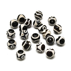 Perles de style tibétain, Perles d'agate naturelles, teinte, ronde, Modèles mixtes, 8mm, Trou: 1.6mm