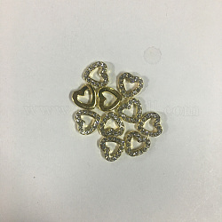 Cabochons Diamante de imitación de la aleación, accesorios de la decoración del arte del clavo, sin plomo y cadmio, corazón, dorado, cristal, 8x8x2.5mm