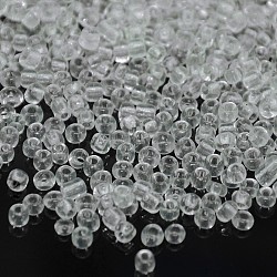 Perles de rocaille en verre, transparent , ronde, blanc, 8/0, 3mm, Trou: 1mm, environ 10000 perles / livre