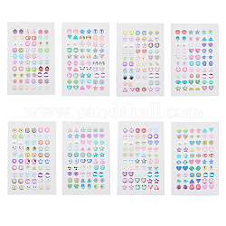 SUPERFINDINGS 8 Styles 3D Gems Earring Stickers Sticky Gems Sparkle Crystal Rhinestone Stickers with Animal Flower Self-Adhesive Sticker for Little Girls Dress up Jewelry Accessories