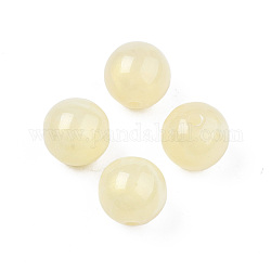 Perles acryliques opaques, Couleur de deux tons, avec de la poudre de paillettes, ronde, mousseline de citron, 11.5x11mm, Trou: 2mm, environ 520 pcs/500 g