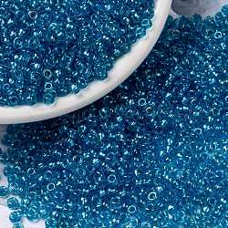 Perles rocailles miyuki rondes, Perles de rocaille japonais, 8/0, (rr1823) bleu étincelant doublé aqua ab, 8/0, 3mm, Trou: 1mm, environ 19000~20500 pcs / livre