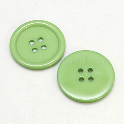 Botones de resina, teñido, plano y redondo, verde claro, 22x3mm, agujero: 2 mm, 195 unidades / bolsa