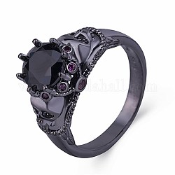 Laiton anneaux en strass doigts, crane, gunmetal, diamant noir, nous taille 8 (18.1 mm)