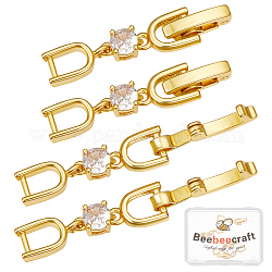 Beebeecraft 6pcs chaîne d'extension en laiton, avec zircons, accessoires de rallonge pour collier et bracelet, or, 35x6mm