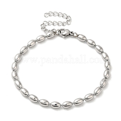 304 pulseras de cadena de bolas ovaladas de acero inoxidable para mujer., color acero inoxidable, 6-3/4 pulgada (17 cm)