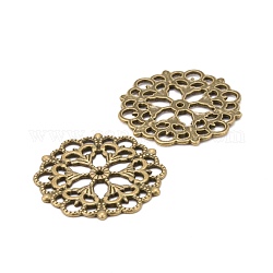 Tibetan Style Filigree Joiners Links, Cadmium Free & Nickel Free & Lead Free, Flower, Antique Bronze, 29x1mm, Hole: 1.2mm