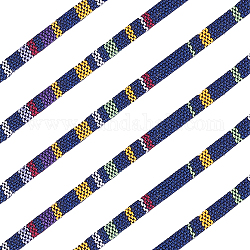 Craspire 10 mètre/rouleau de cordons en tissu ethnique bohème 5 mm en polyester plat tressé pour bricolage, emballage cadeau, bracelet, collier, bijoux, accessoires (bleu nuit)