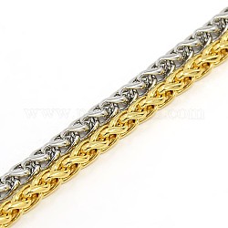 304 fabrication de bracelet en chaîne de blé en acier inoxydable, couleur mixte, 8-1/4 pouce (210 mm), 4mm