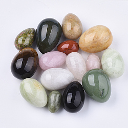Натуральный и синтетический смешанный драгоценный камень яичный камень, карманный пальмовый камень для облегчения беспокойства, медитации, пасхального декора, 30~52x20~36 мм