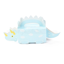 Faltbare kreative Bonbonbox aus Papier, Dinosaurier-Form, dekorative Geschenkbox für Hochzeiten, Licht Himmel blau, 160x42x75 mm