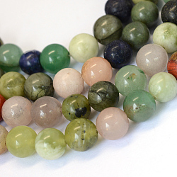 Chapelets de perles rondes en pierre mélangée naturelle, 12~12.5mm, Trou: 1.5mm, Environ 30 pcs/chapelet, 15.5 pouce