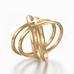 304 anelli in acciaio inox, Anelli a banda larga, anello a croce, doppi anelli, x anelli, cavo, oro, 17mm