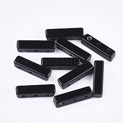 Liens multi-brins en alliage peint par pulvérisation, pour la fabrication de bracelets élastiques, cuboïde, noir, 16x4x4mm, Trou: 1.2mm