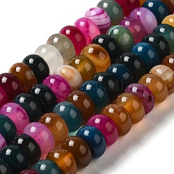 Natural Agate Beads Strands, Dyed & Heated, Rondelle, Mixed Color, 8~8.5x4.5~5.5mm, Hole: 1.4mm, about 41pcs/strand, 7.40~7.48''(18.8~19cm)