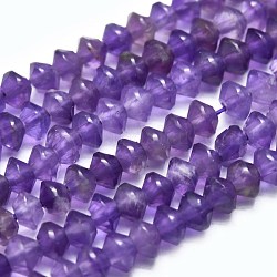 Natural Amethyst Beads Strands, Faceted, Bicone, 3.5~4x2~3mm, Hole: 0.6mm, about 171pcs/strand, 15.55 inch(39.5cm)