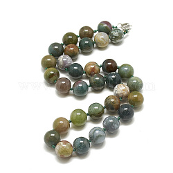 Natürliche Indien Achat Perlenketten, mit Alu-Karabiner, Runde, 18.8 Zoll ~ 19.2 Zoll (48~49 cm), Runde: 10 mm