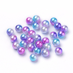 Perles acrylique imitation arc-en-ciel, perles de sirène gradient, sans trou, ronde, moyen orchidée, 4 mm, environ 15800 pcs / 500 g