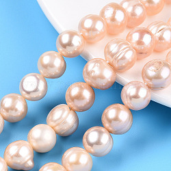 Hebras de perlas de agua dulce cultivadas naturales, patata, peachpuff, 11~12x9.5~14mm, agujero: 0.7 mm, aproximamente 32 pcs / cadena, 13.78~13.98 pulgada (35~35.5 cm)