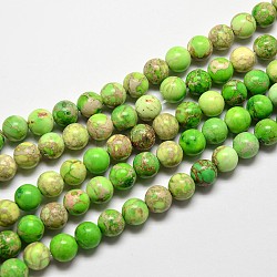 Натуральные имперские нитки из яшмы, круглые, окрашенные, желто-зеленые, 6 мм, отверстие : 1 мм, около 62 шт / нитка, 15 дюйм