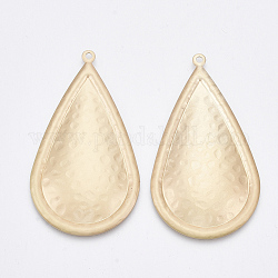 Smooth Surface Iron Big Pendants, Cadmium Free & Lead Free, Teardrop, Matte Gold Color, 57.5x32x3mm, Hole: 1.8mm