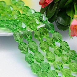 Chapelets de perles de cristal autrichien imitation polyèdre à facettes, grade AAA, vert clair, 13x10mm, Trou: 0.9~1mm, Environ 30 pcs/chapelet, 15.7 pouce