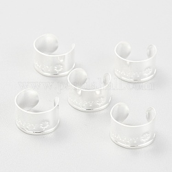 304 Stainless Steel Ear Cuff Findings, with Hole and Word Happy, Silver, 11x7mm, Hole: 1mm