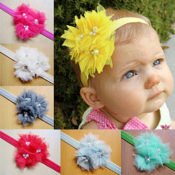 Vendas del bebé elásticas, organza niñas de flores accesorios para el cabello al por mayor, color mezclado, 110mm