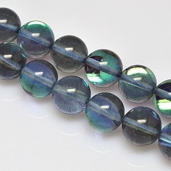 Synthetical Moonstone Beads Strands, Holographic Beads, Dyed, Round, Dark Slate Gray, 6mm, Hole: 1mm, 15.5 inch