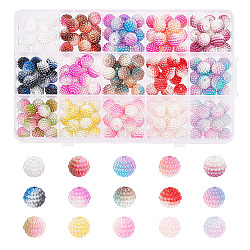 arricraft 195 Pcs Berry Beads, 15 Colors Imitation Pearl Acrylic Beads Round Rainbow Gradient Spacer Beads Charms for Bracelet Necklace Crafts Jewelry Making