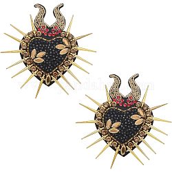 Chgcraft 2 pz ricamo in rilievo strass cuore toppe toppe oro paillettes paillette distintivi per rivetti stile punk stoffa cucire toppe per abbigliamento cappello vestito riparazione jeans, 132.5x131x8mm