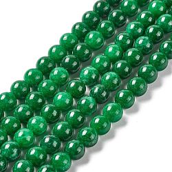Brin de perles rondes en jade naturel, teinte, verte, 8mm, Trou: 1mm, Environ 47 pcs/chapelet, 14.76~14.96'' (37.5~38 cm)
