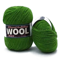 Полиэфирная и шерстяная пряжа для шапки-свитера, 4-прядная шерстяная нить для вязания крючком, зеленый лайм, около 100 г / рулон